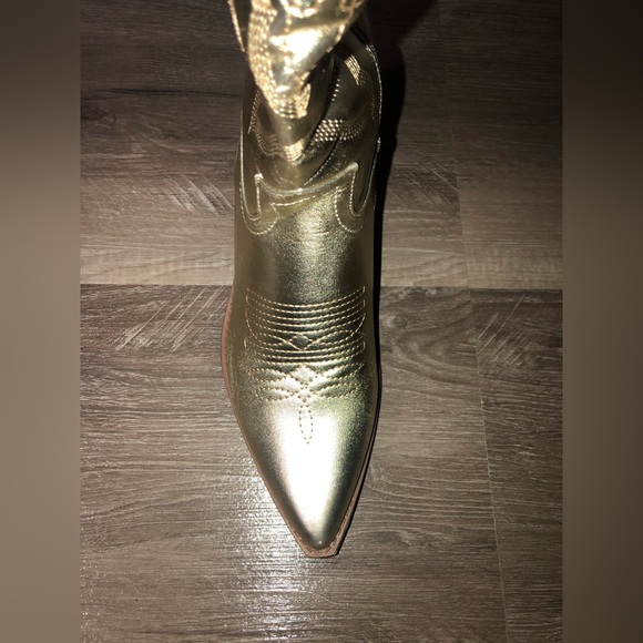 Top Moda Elk Gold Wester Cowgirl Full Zipper Calf Boots New - Picture 7 of 11